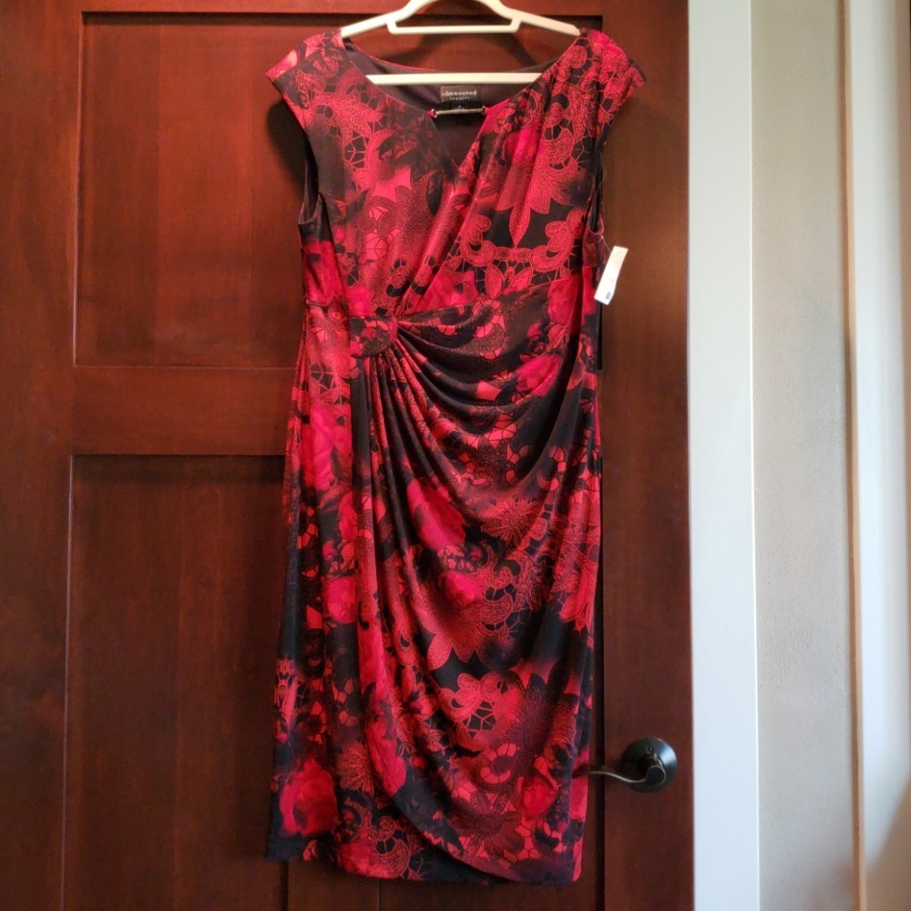 Sassy Red Floral Dress sz 16